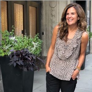 CABI #3613 2-Piece Leopard Flutter Ruffle Tank Set Size Small